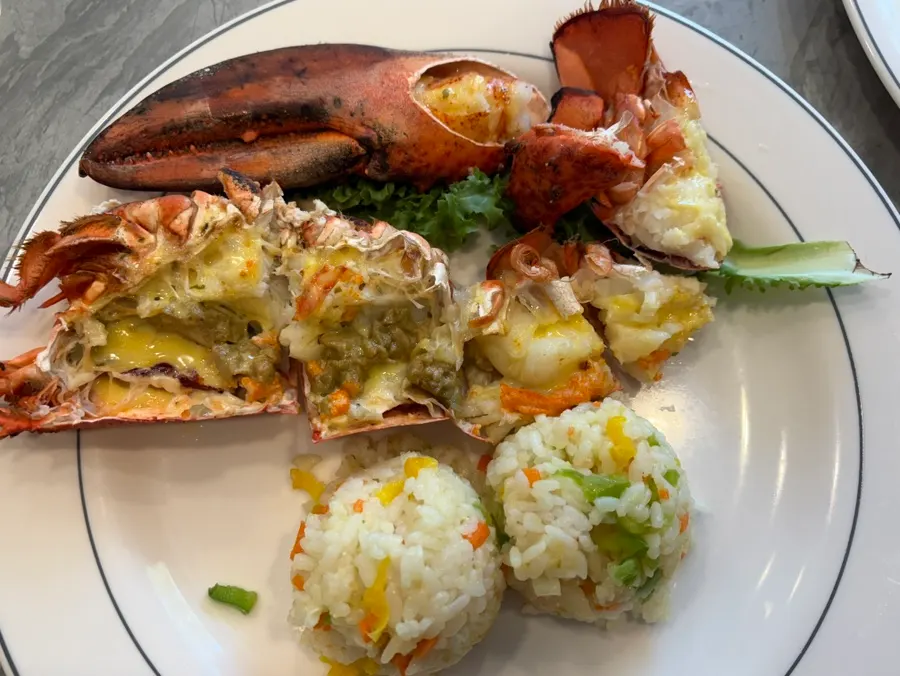 Half a lobster plated as part of the Tams Half Course