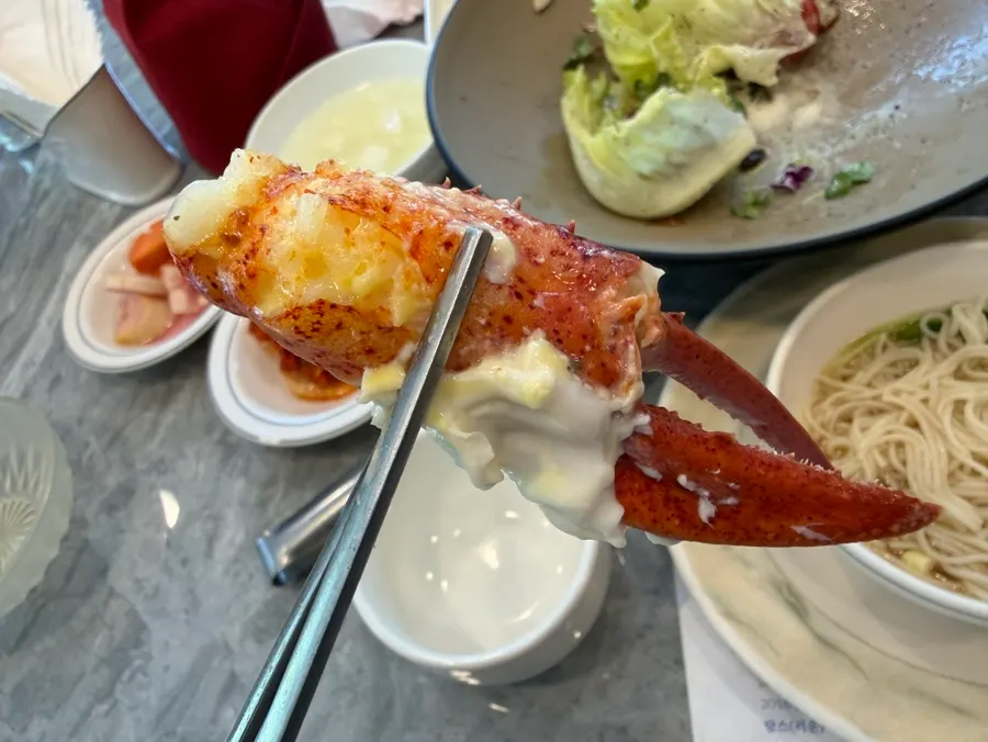 Fried rice served alongside the lobster