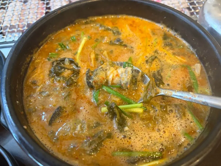 Spicy eel soup loaded with eel meat