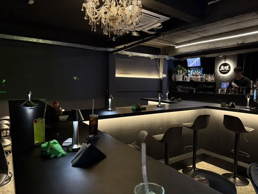 Interior of Chomyeon solo-drinking bar with soft lighting