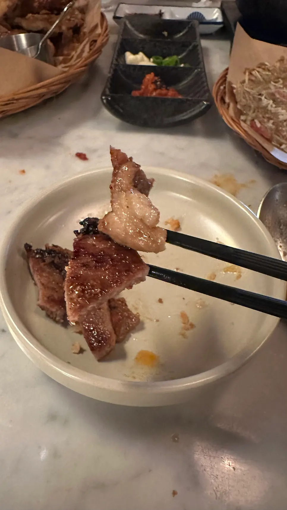 A drinking-dish spread including galbi