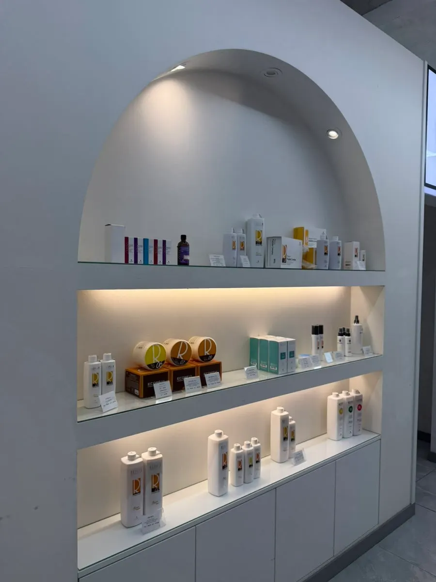 The waiting area at the salon