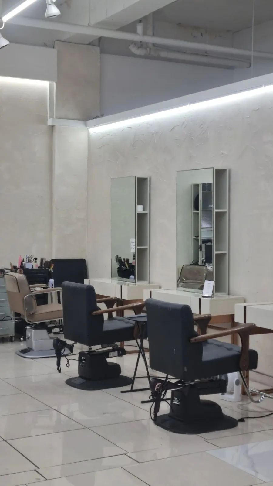 White-toned hair salon interior