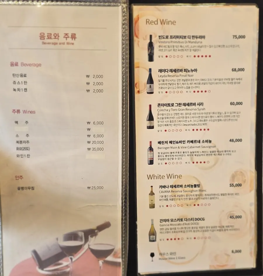 랍스터 중량과 연산이 적힌 메뉴 설명