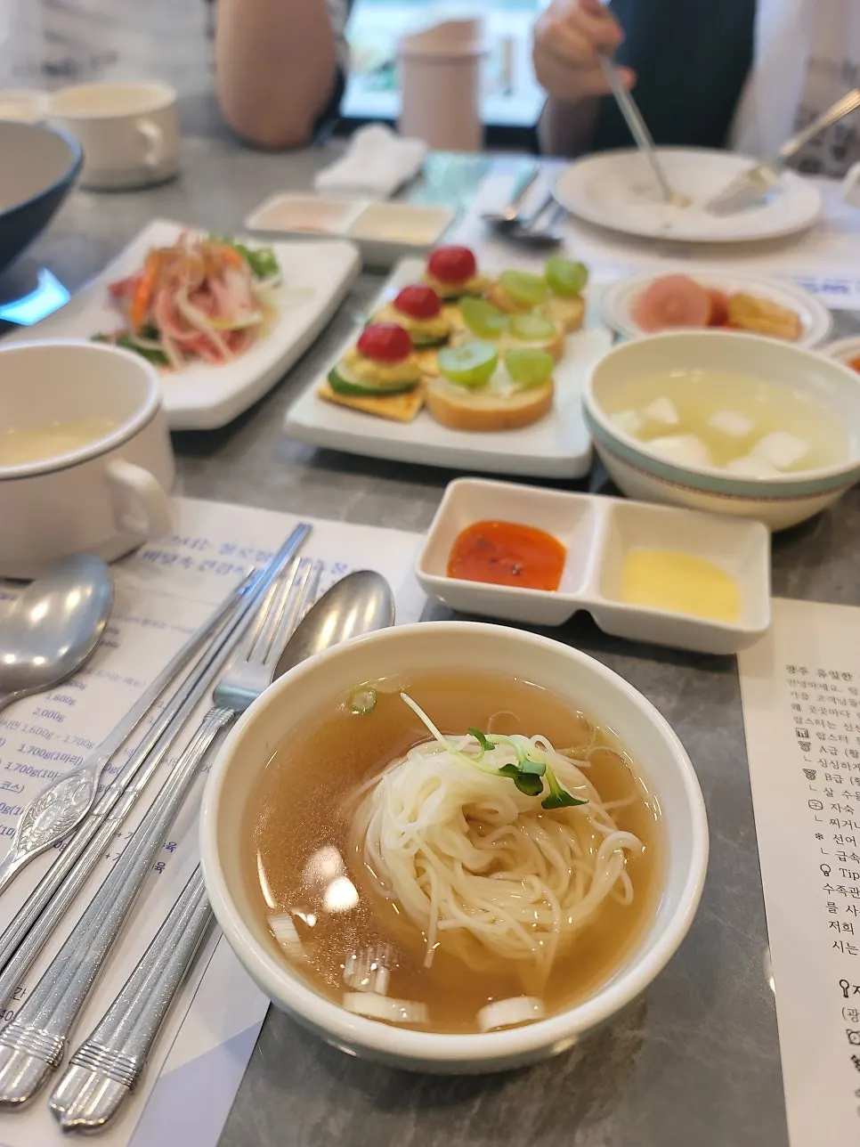 Rich lobster soup with garlic bread