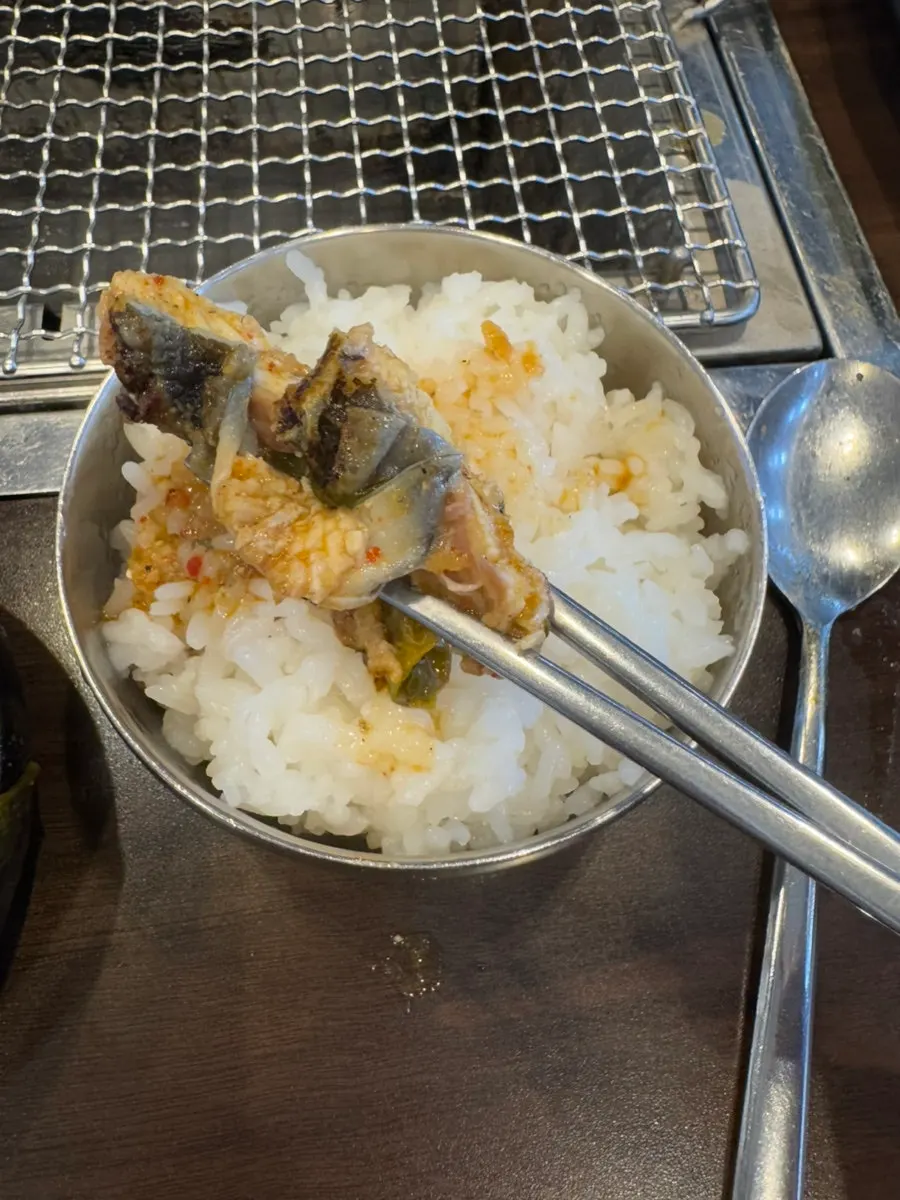 Inside the eel soup with a whole eel