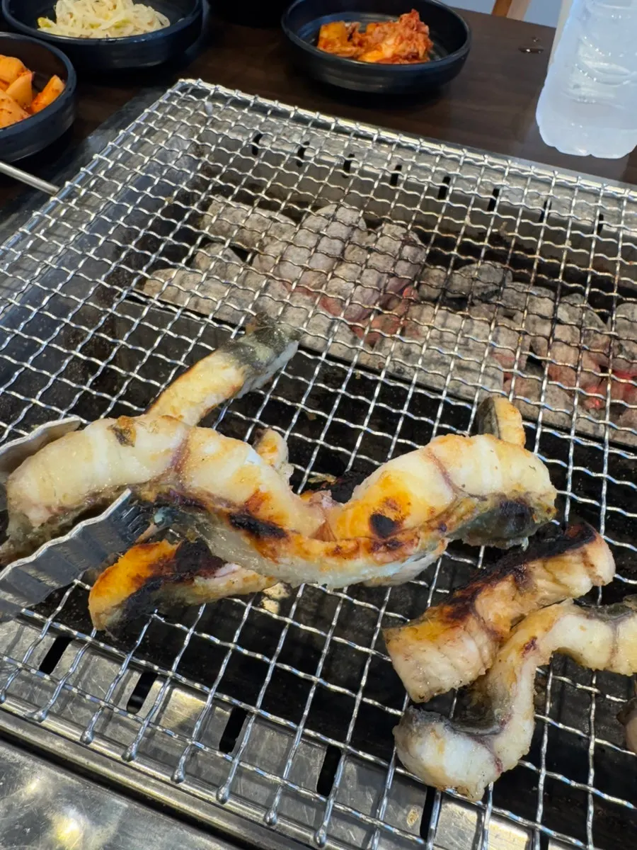 Close-up of plump eel flesh