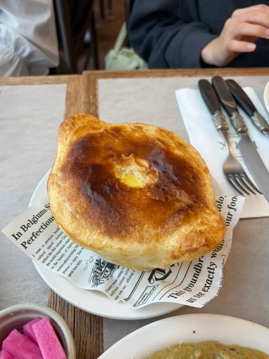 Pastry-topped baked pumpkin soup