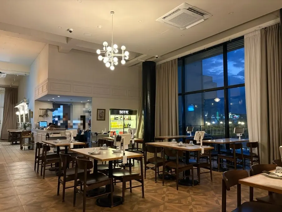Kitchen viewed from the tables