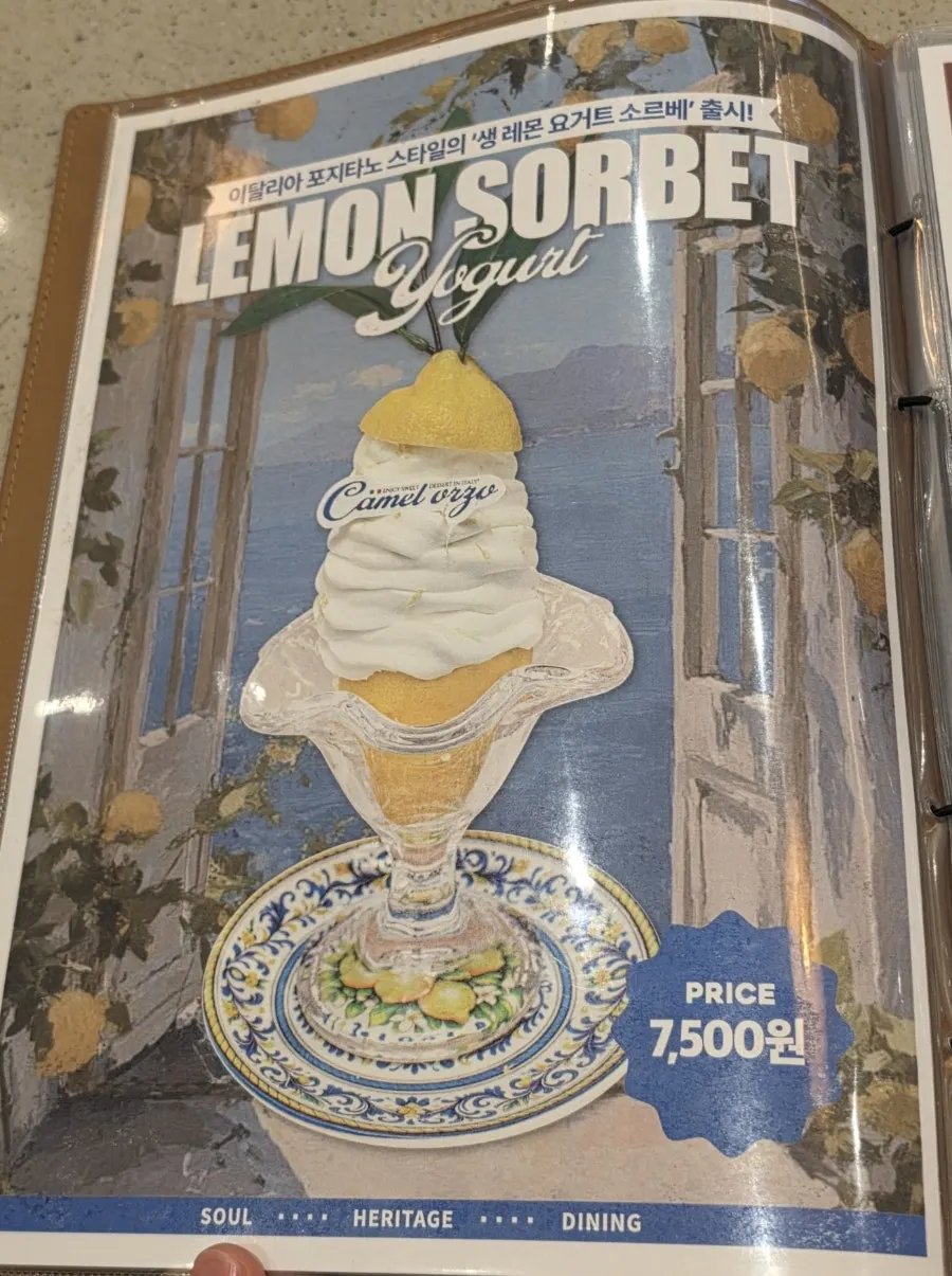 Camel Orzo's pasta menu board