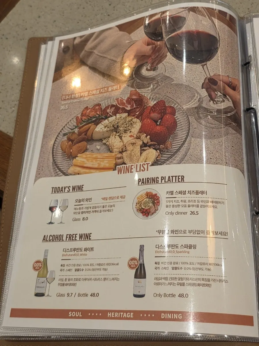 Additional page of Camel Orzo's menu board