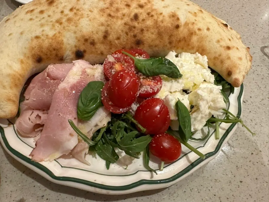 Basil calzone made with Neapolitan dough