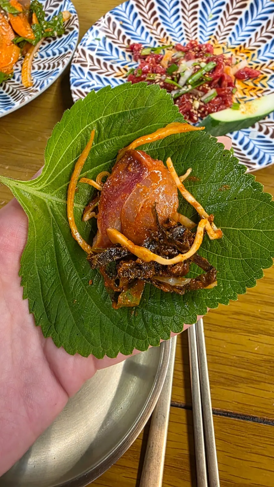 Imokase makhoe and accompanying dishes