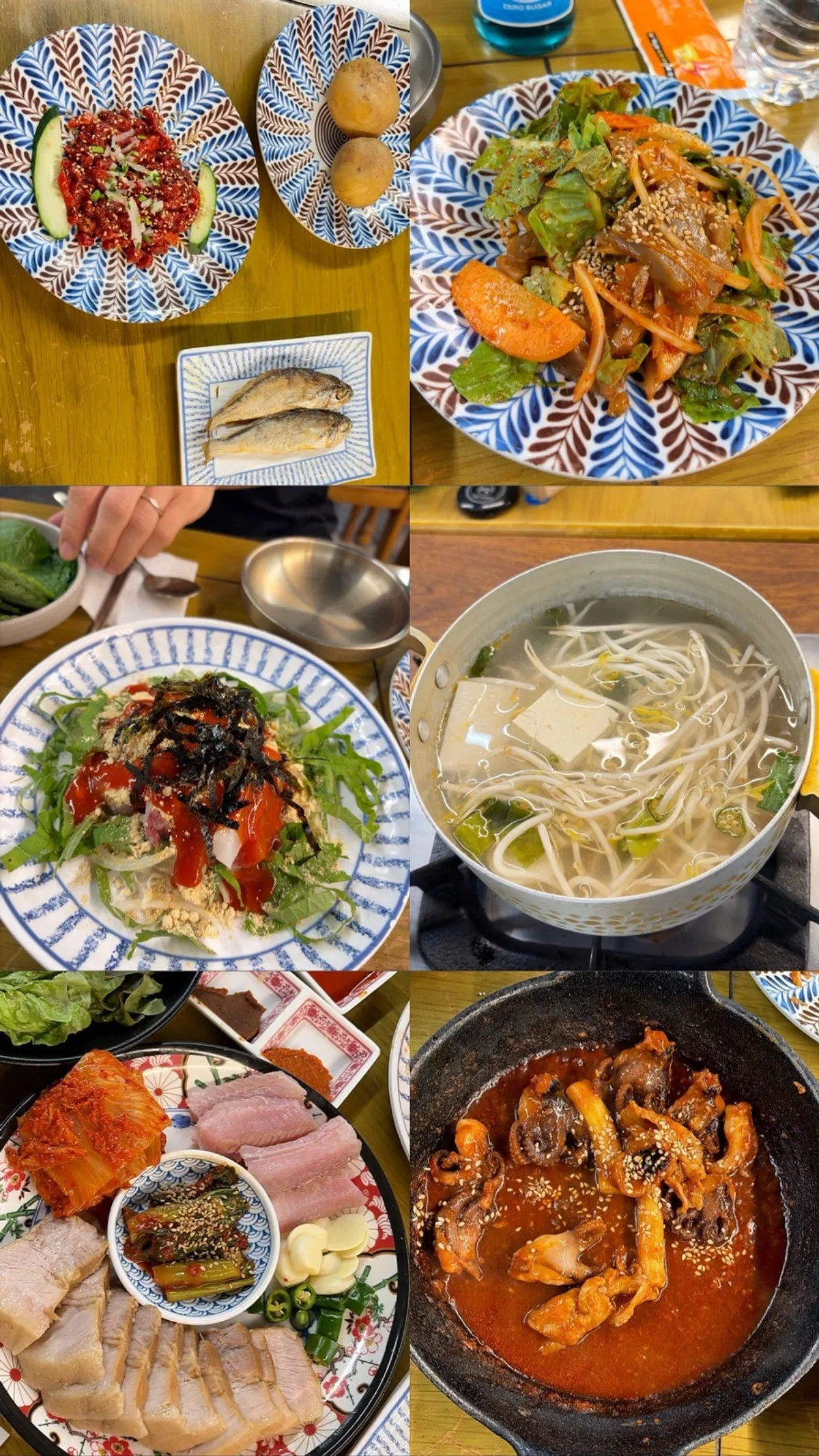 미식가 이모카세 상무본점 한상차림 전체 상 모습