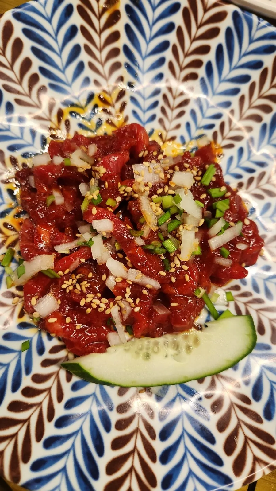 Korean beef yukhoe with a hint of sesame oil aroma