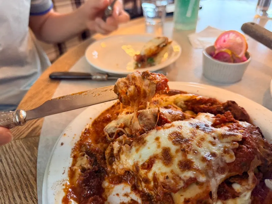 A plate of lasagna at Bueokgan Sangmu Branch