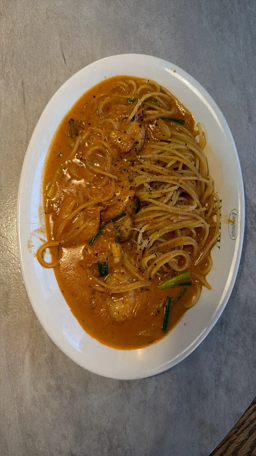 Rosé pasta with shrimp