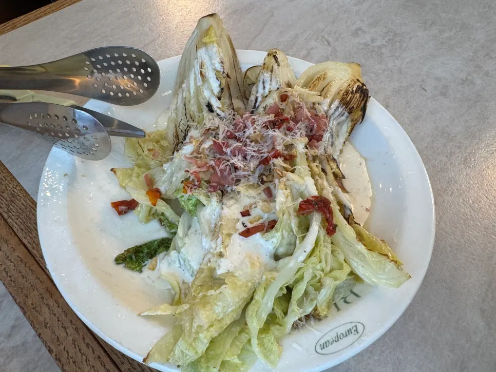 Napa cabbage caesar salad at Bueokgan Sangmu Branch