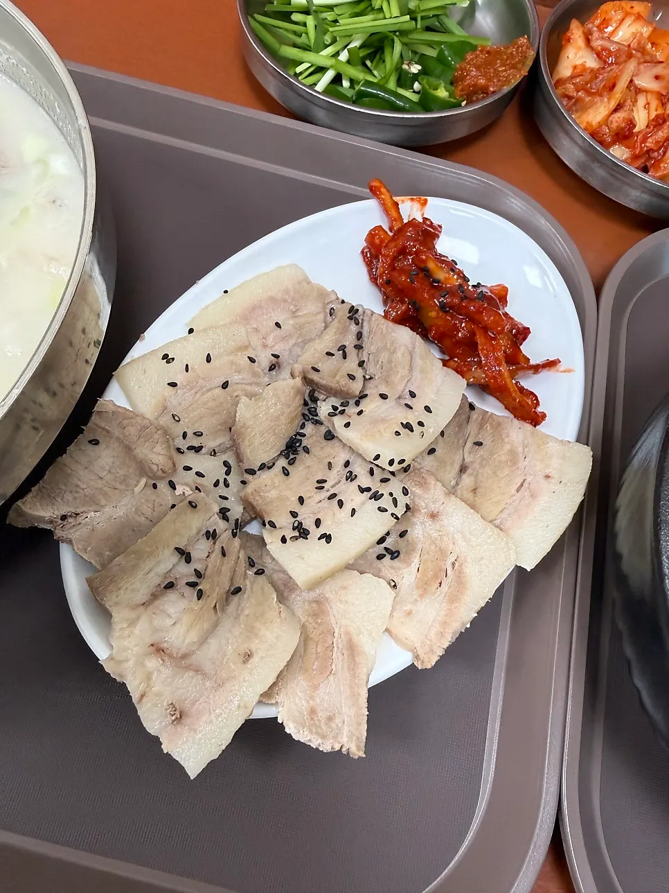 Pork gukbap with chives and salted shrimp