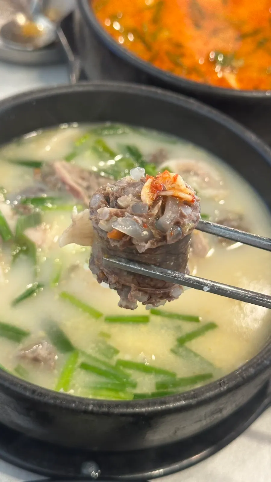 Sundae-guk with Korean sausage, head meat, and offal