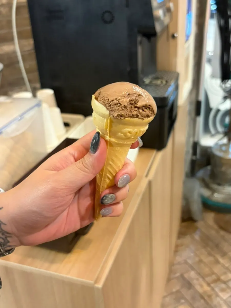 Chocolate ice cream served for dessert