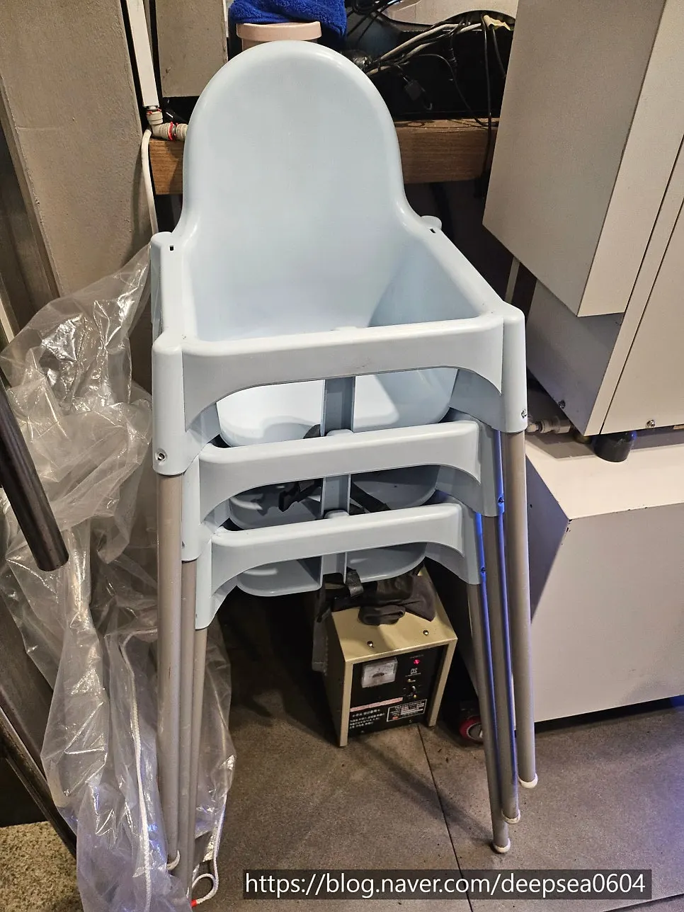 Table set up with a baby chair