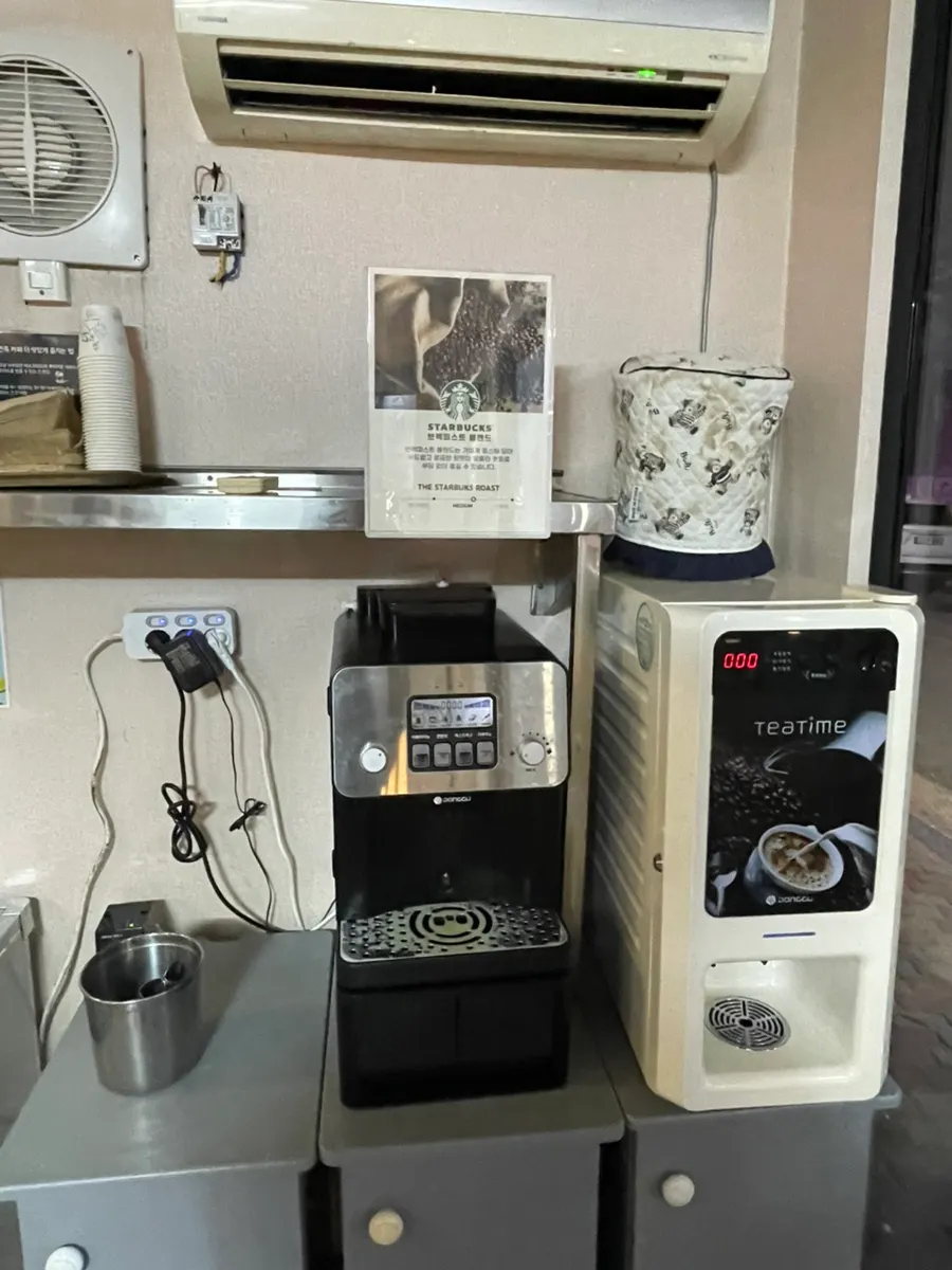 Coffee machine set up at the store