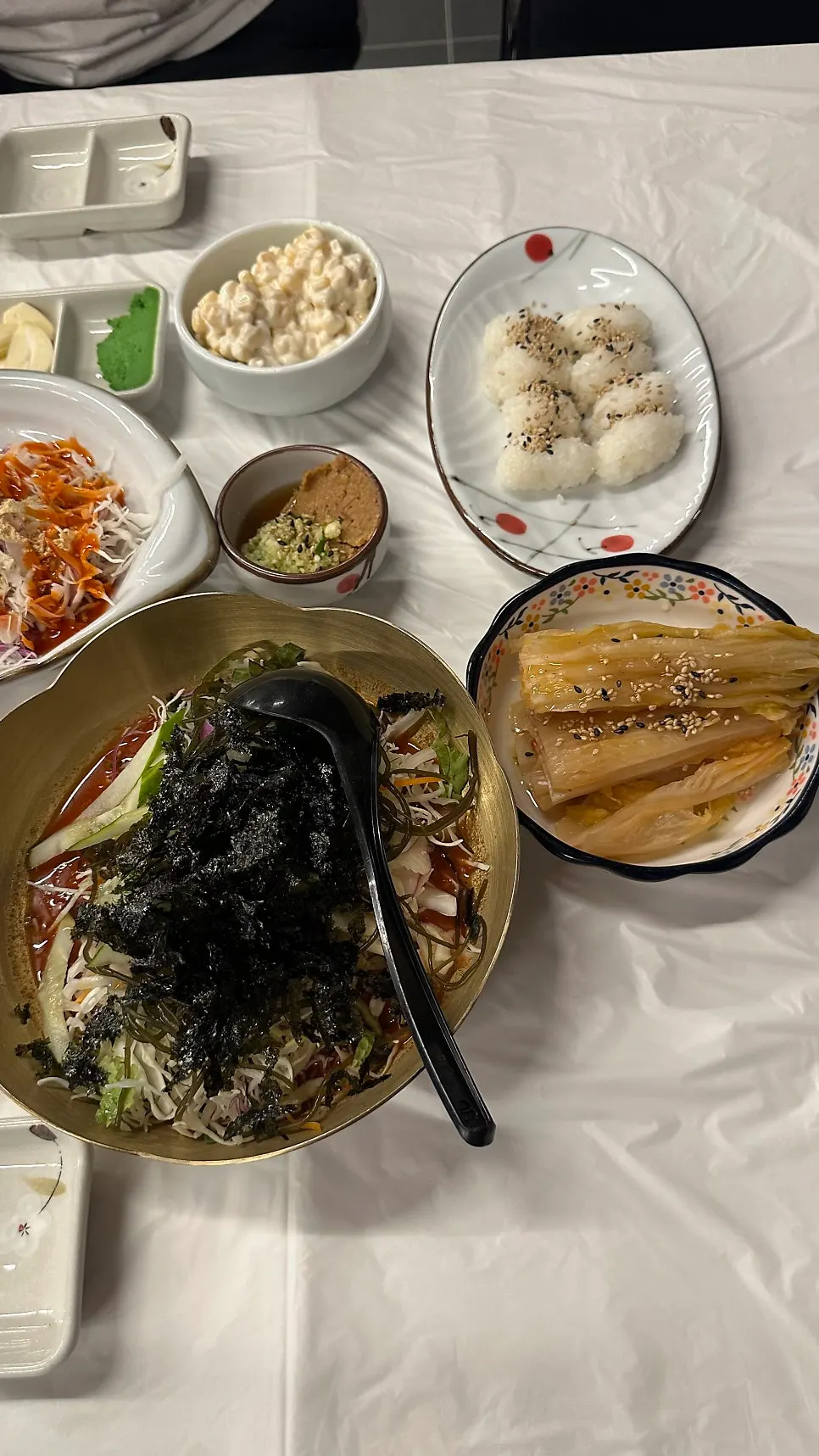 Basic table spread served before the sashimi