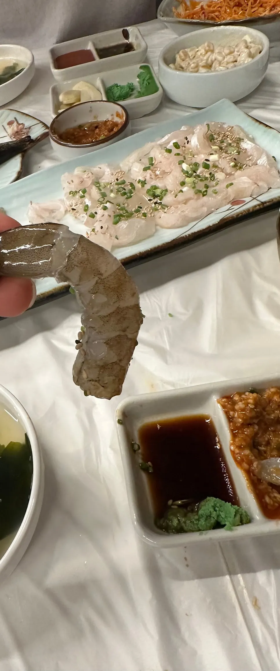 Raw shrimp sashimi with a springy texture