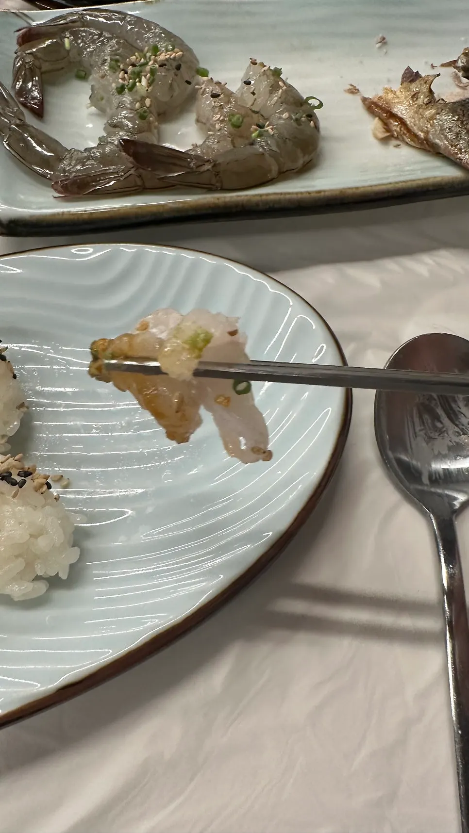 Live fish sashimi with a savory flavor