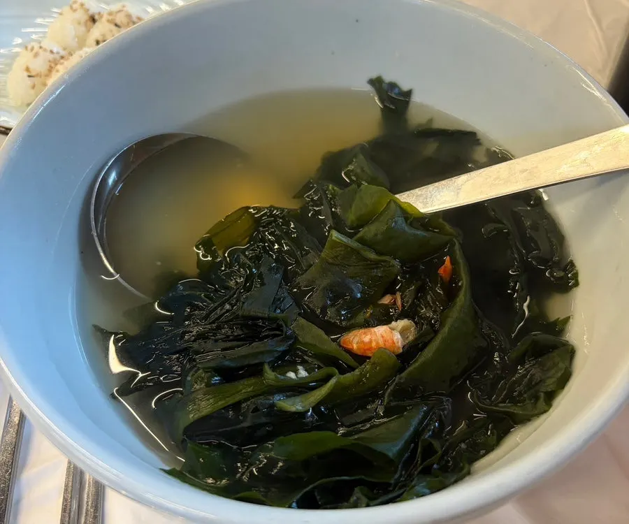 Seaweed soup served as a basic side dish