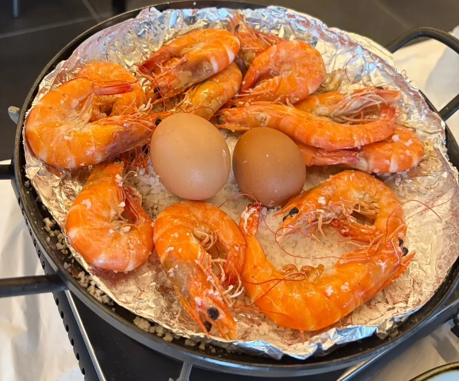 Grilled king shrimp fully cooked and turned orange