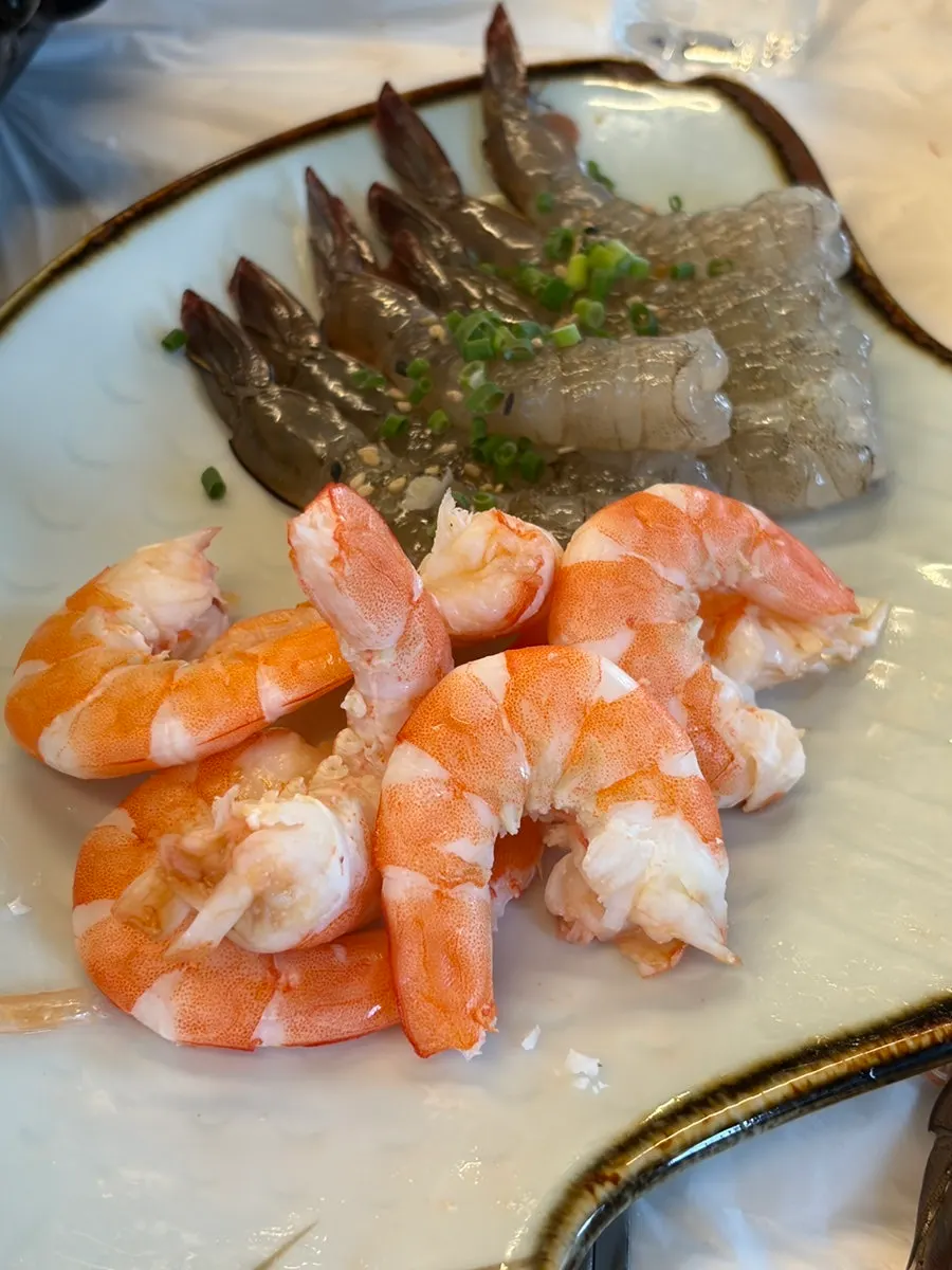 Peeled grilled king shrimp meat