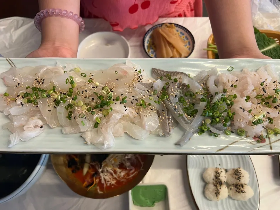 황금회포차 월산점 모듬 사시미 접시