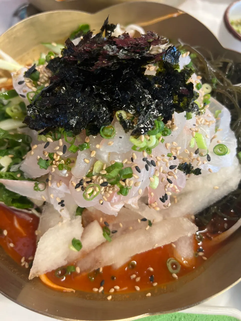 황금회포차 월산점 물회와 소면