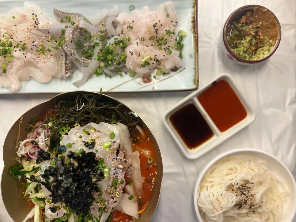 황금회포차 월산점 상차림 전체