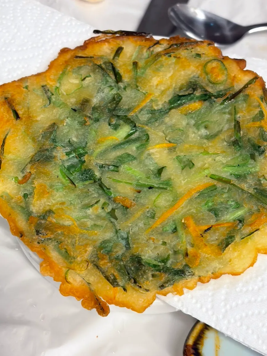 Pajeon (savory pancake) from the self-serve bar
