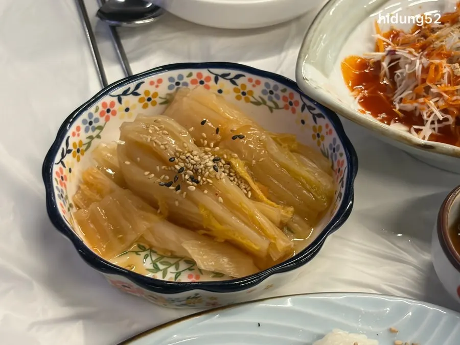 생새우회와 묵은지 조합