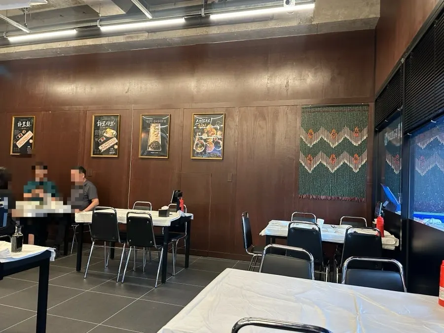 Interior showing the spacious hall and tables