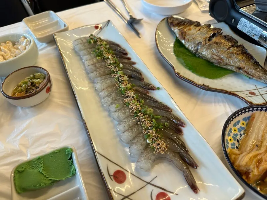 Raw shrimp sashimi served on a plate