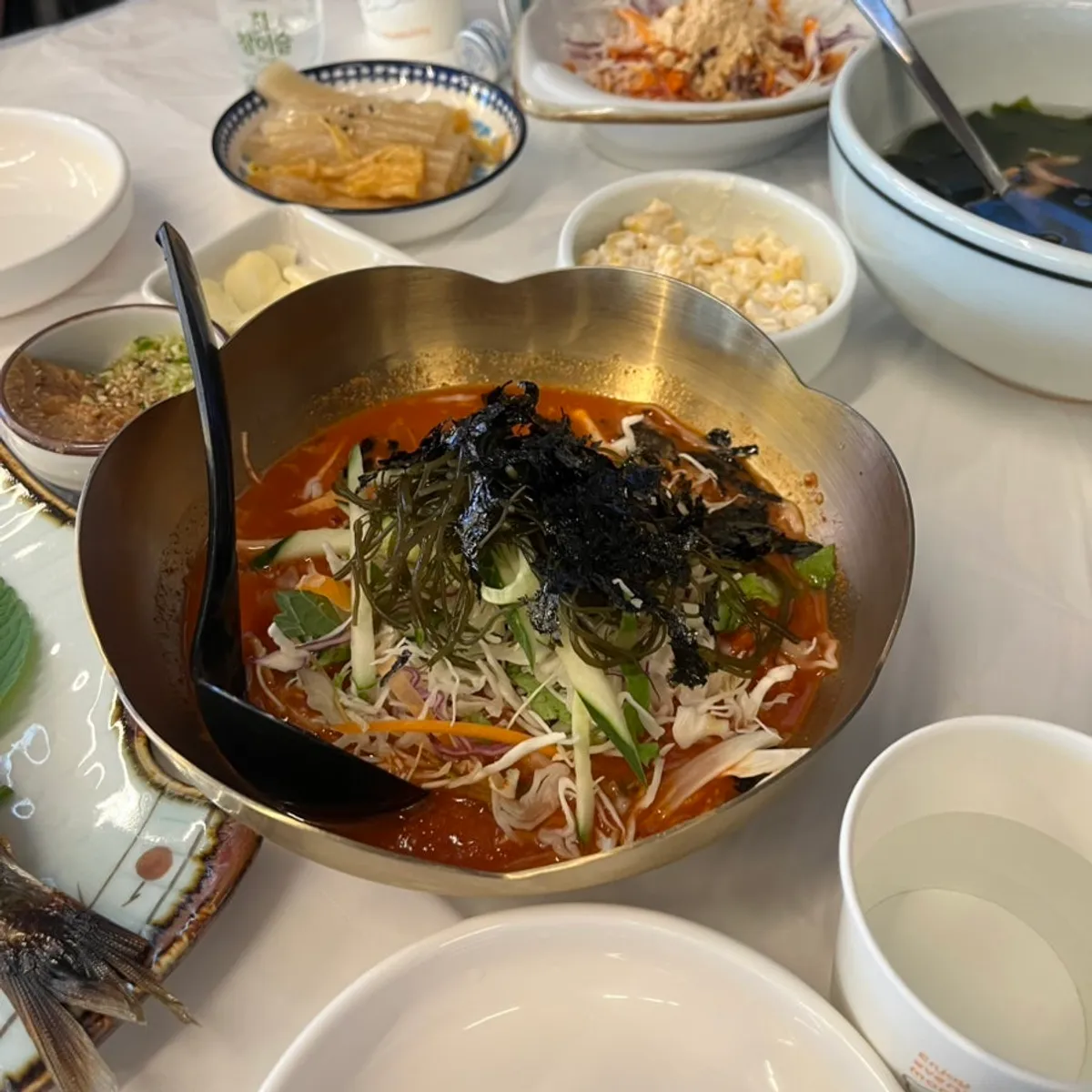 유비끼와 생새우 세트 상차림
