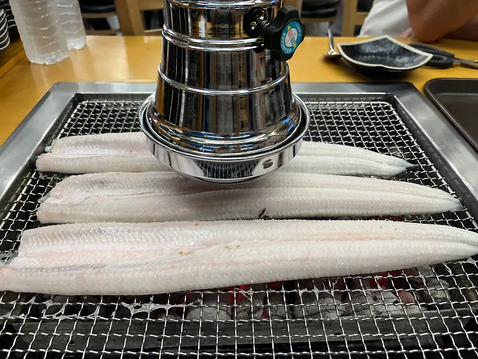 Prepped eel packaged at the market