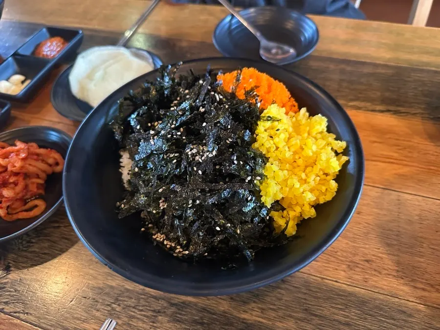 Fish cake soup served alongside
