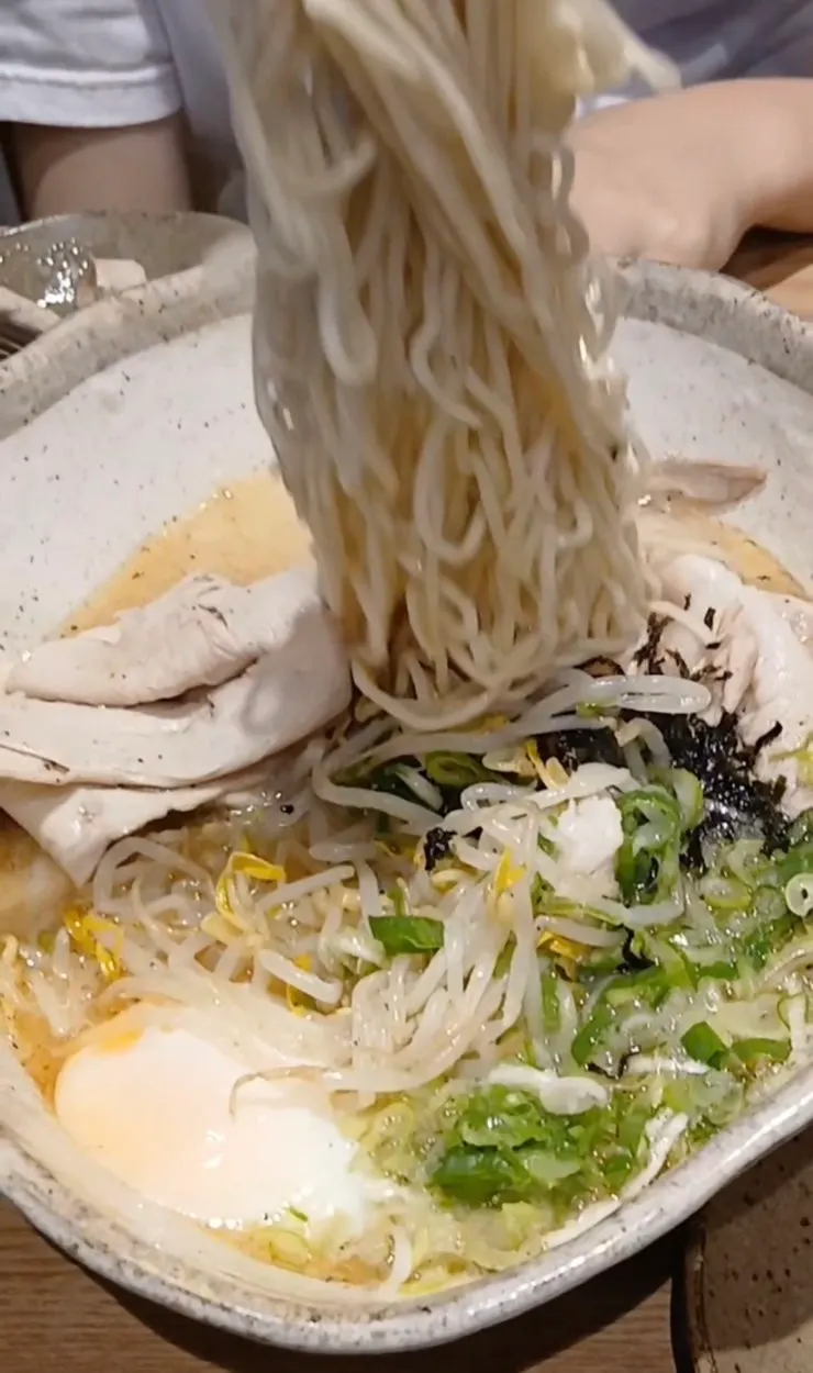 Ramen with chewy noodles and toppings