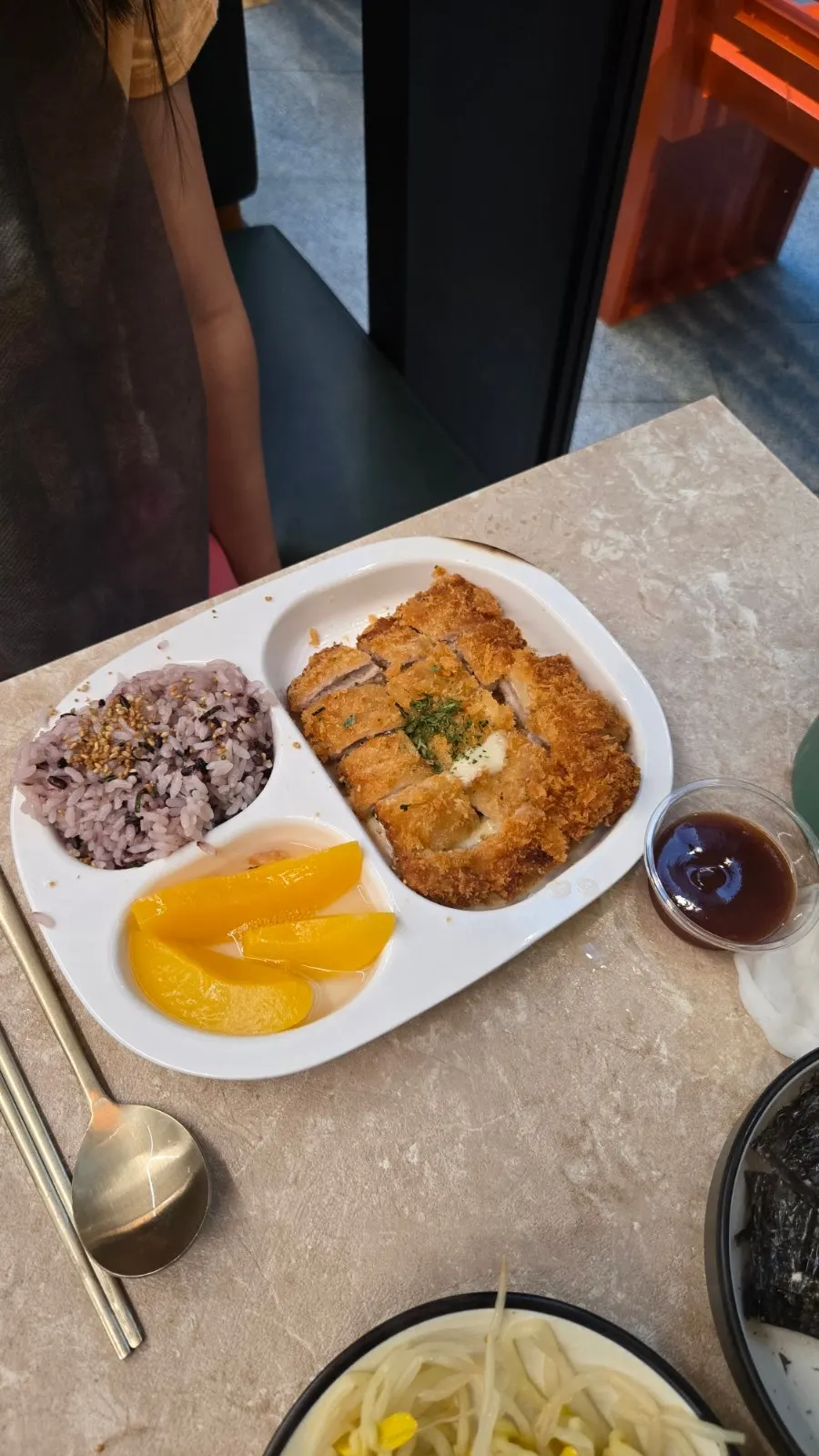 Plate of cheese pork cutlet for kids