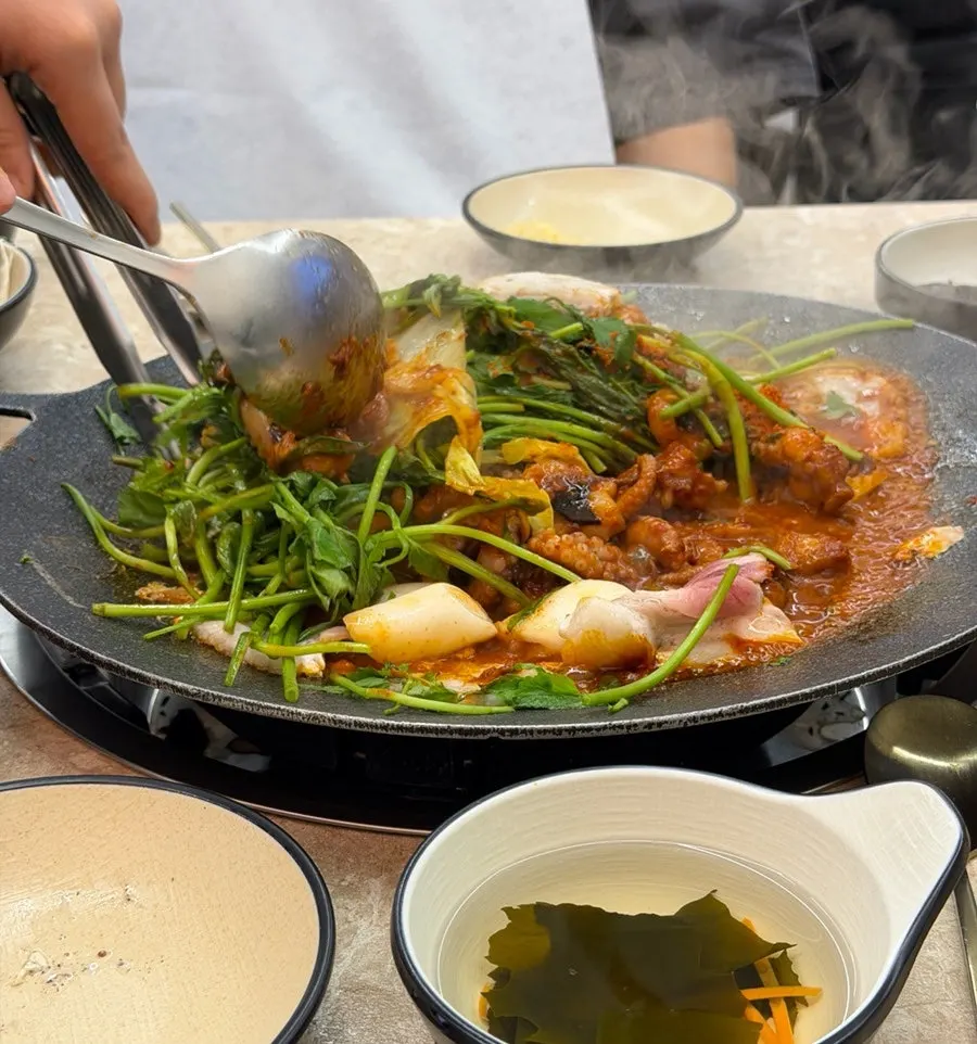 Close-up of the bubbling steamed egg