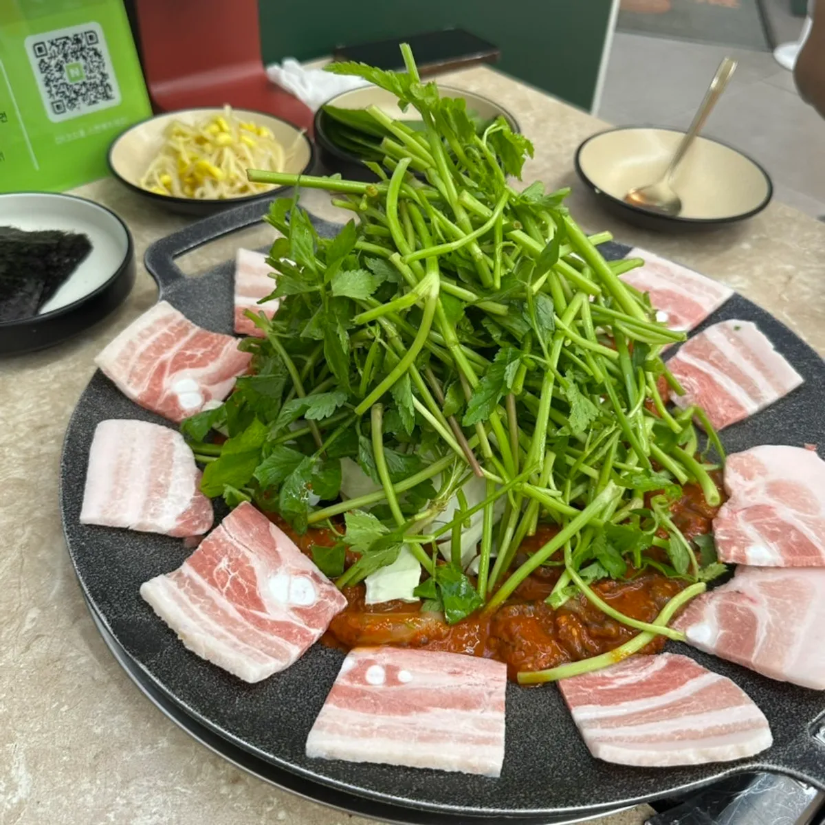 Ordered jjukkumi pork belly with ramen noodles