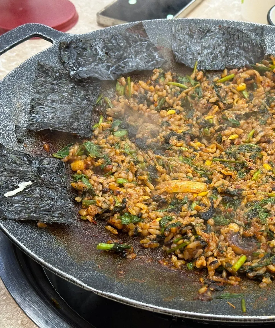 Minari fried rice with toasted gim