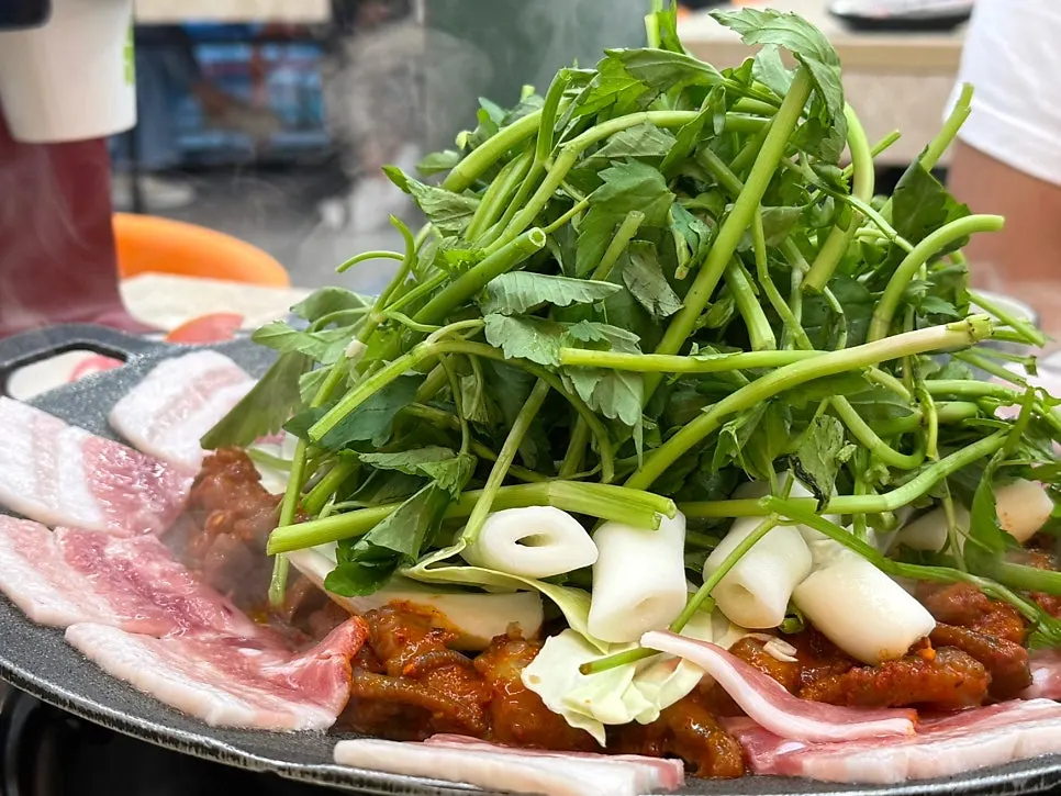 The griddle at Jeongipum Jjukkumi Gwangmyeong 1st Branch after finishing the meal