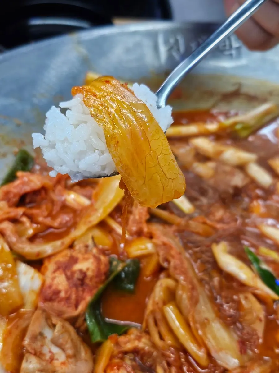 Chicken stew with rice cake and glass noodle add-ons